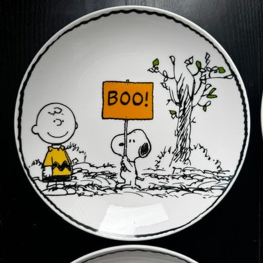 Pottery Barn Peanuts Halloween Plates - Set of 4 - Charlie Brown Snoopy - Picture 2 of 7